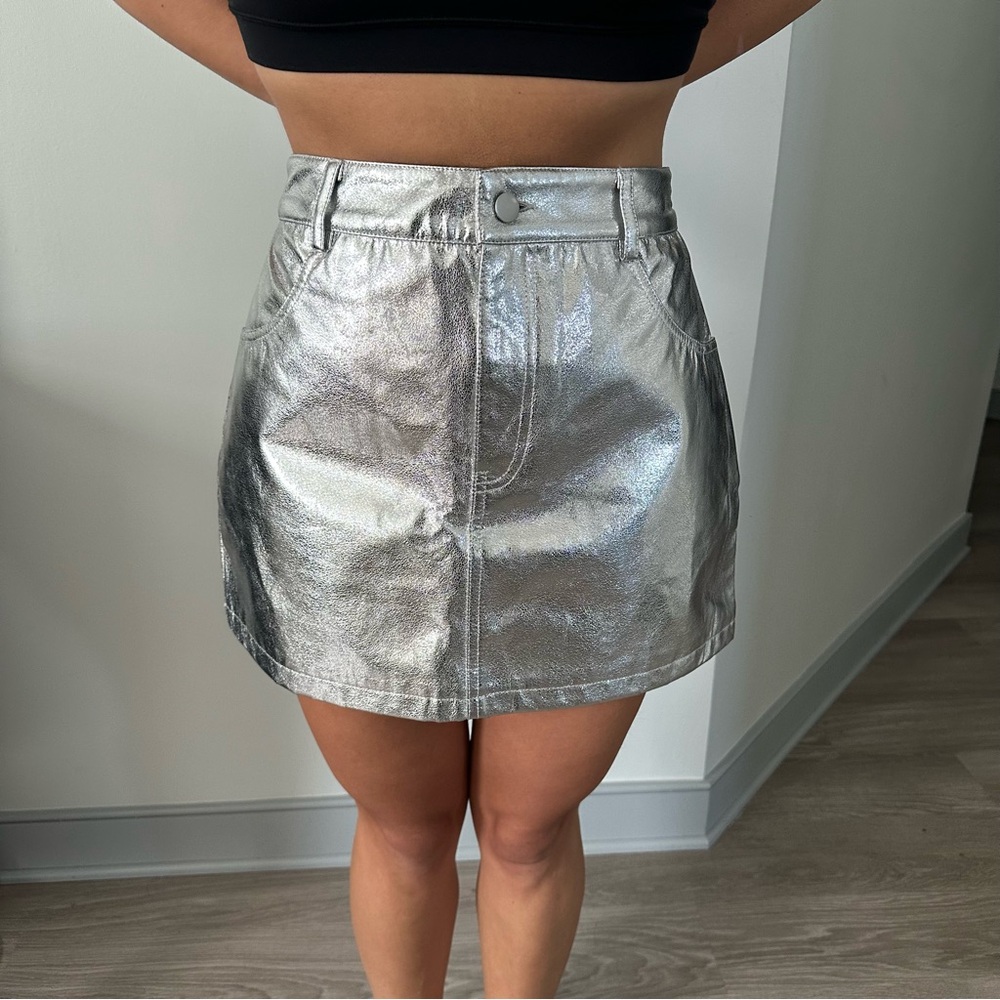Silver Metallic Mini Skirt